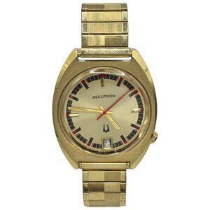 Vintage 1960s Bulova Accutron Men's Calendar Watch 10k RG/18K GF Bezel - J423861